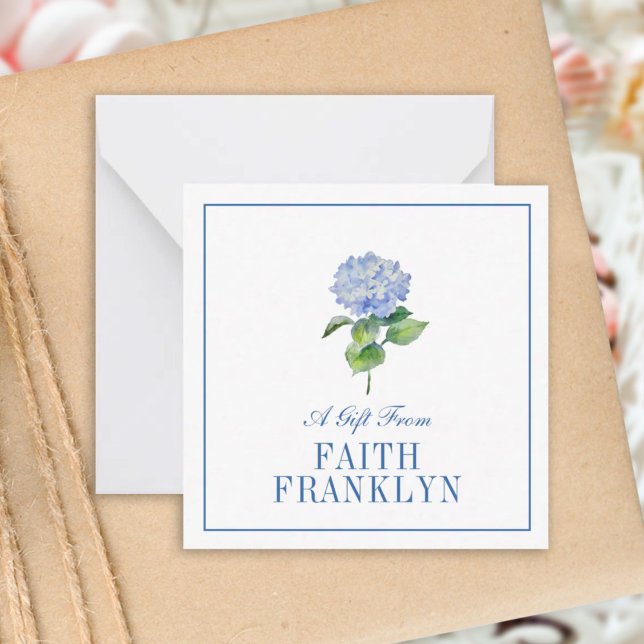 Personalized Watercolor Hydrangea Gift Enclosure Card (Creator Uploaded)