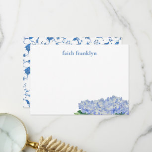 Personalized Watercolor Hydrangea Stationery Thank You Card
