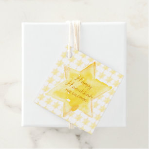 Personalized Watercolor Jewish Star Hanukkah  Favour Tags