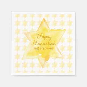 Personalized Watercolor Jewish Star Hanukkah  Napkin