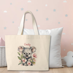 Personalized Watercolor Koala Bear Tote Bag