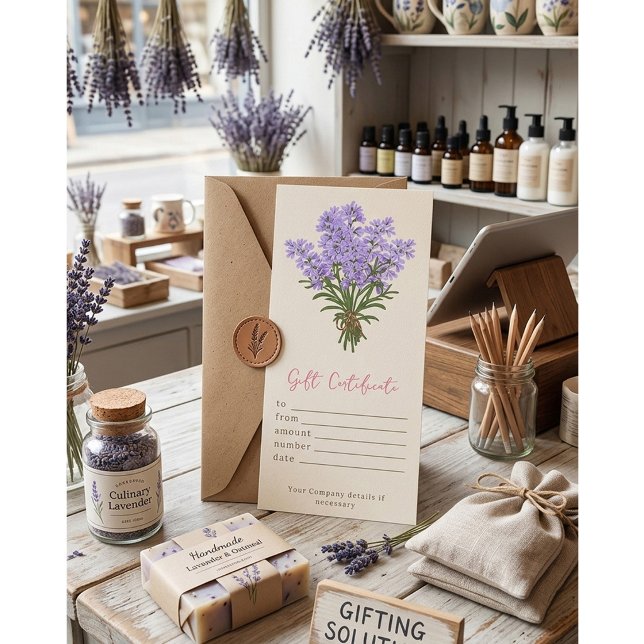 Personalized Watercolor Lavender Gift Certificate (Creator Uploaded)
