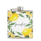 Personalized Watercolor Lemon Wedding Flask