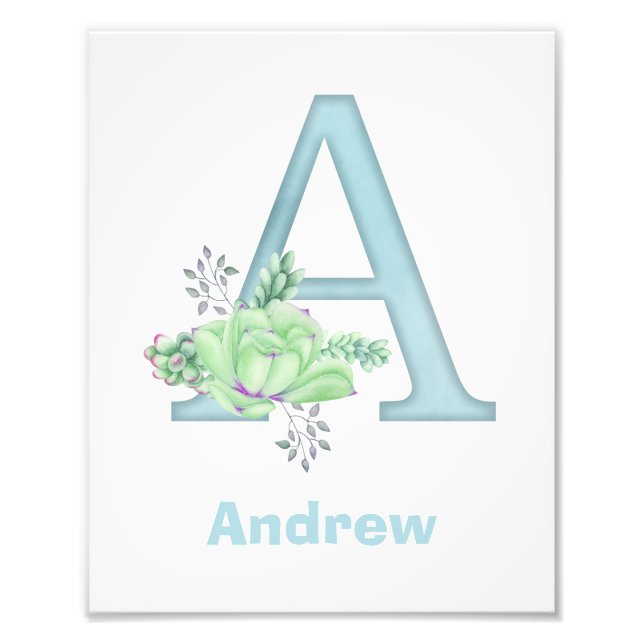 Personalized Watercolor Letter A Photo Print (Front)