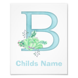 Personalized Watercolor Letter B Photo Print