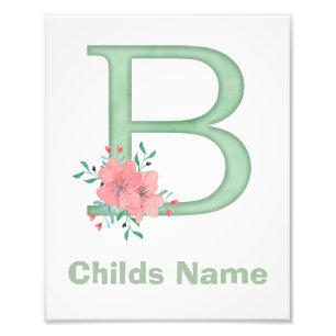 Personalized Watercolor Letter B Photo Print