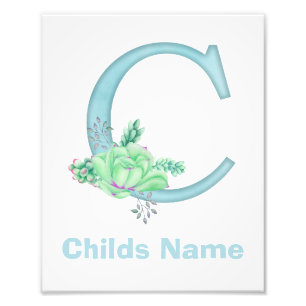 Personalized Watercolor Letter C Photo Print