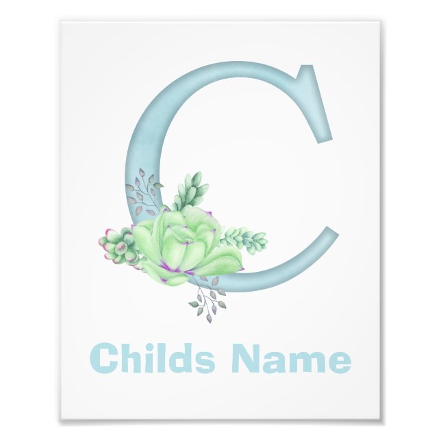Personalized Watercolor Letter C Photo Print (Front)