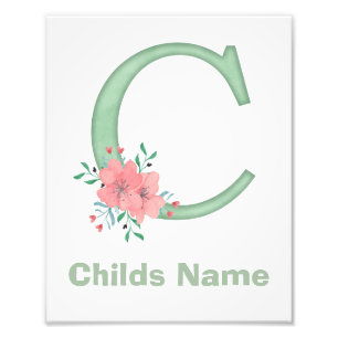 Personalized Watercolor Letter C Photo Print