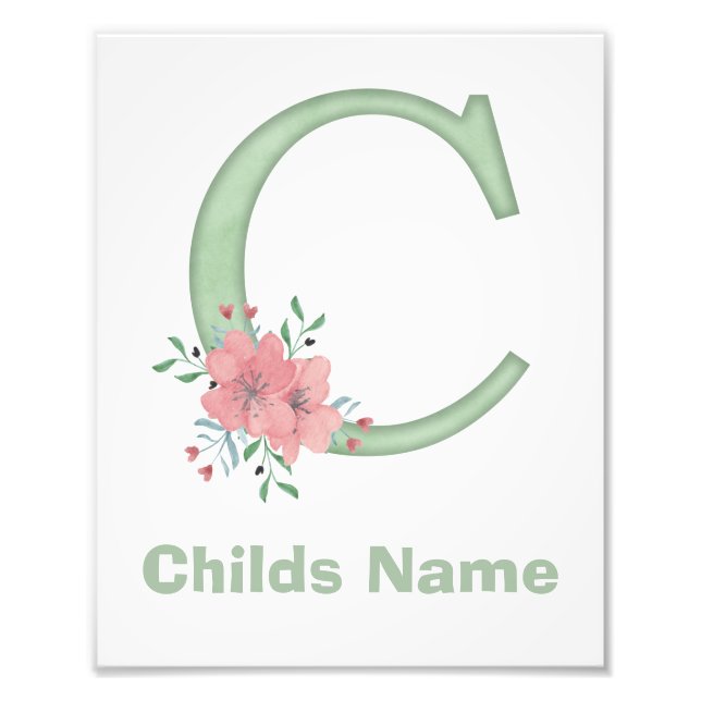 Personalized Watercolor Letter C Photo Print (Front)