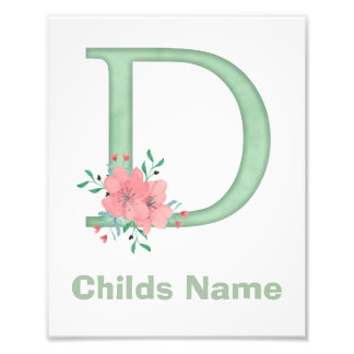 Personalized Watercolor Letter C Photo Print