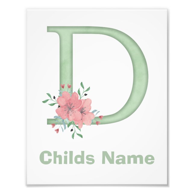 Personalized Watercolor Letter C Photo Print (Front)
