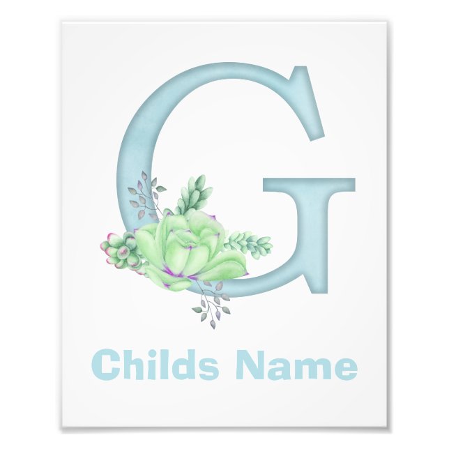 Personalized Watercolor Letter G Photo Print (Front)