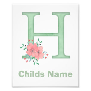 Personalized Watercolor Letter H Photo Print