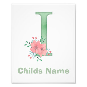 Personalized Watercolor Letter I Photo Print