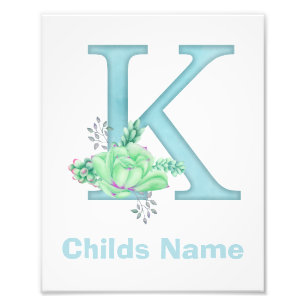 Personalized Watercolor Letter K Photo Print