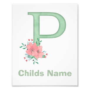 Personalized Watercolor Letter P Photo Print