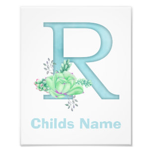 Personalized Watercolor Letter R Photo Print