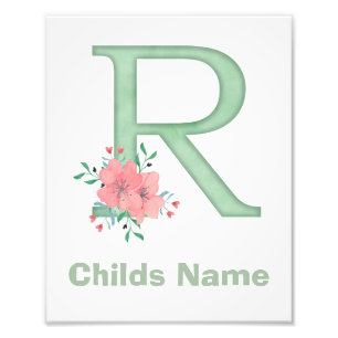 Personalized Watercolor Letter R Photo Print