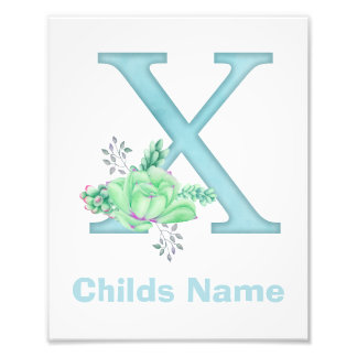 Personalized Watercolor Letter X Photo Print