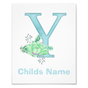 Personalized Watercolor Letter Y Photo Print