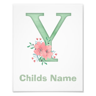 Personalized Watercolor Letter Y Photo Print