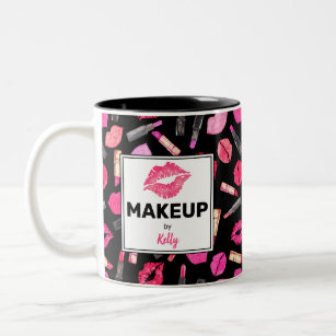 Personalized Watercolor Lipstick Pattern Makeup Tw Two-Tone Coffee Mug