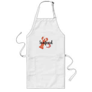 Personalized Watercolor Lobster Shrimp Seafood Long Apron