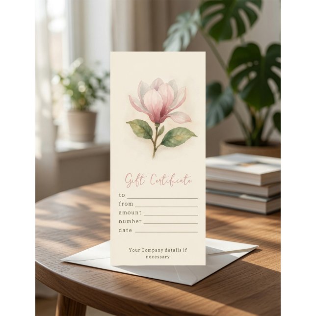 Personalized Watercolor Magnolia Gift Certificate (Creator Uploaded)
