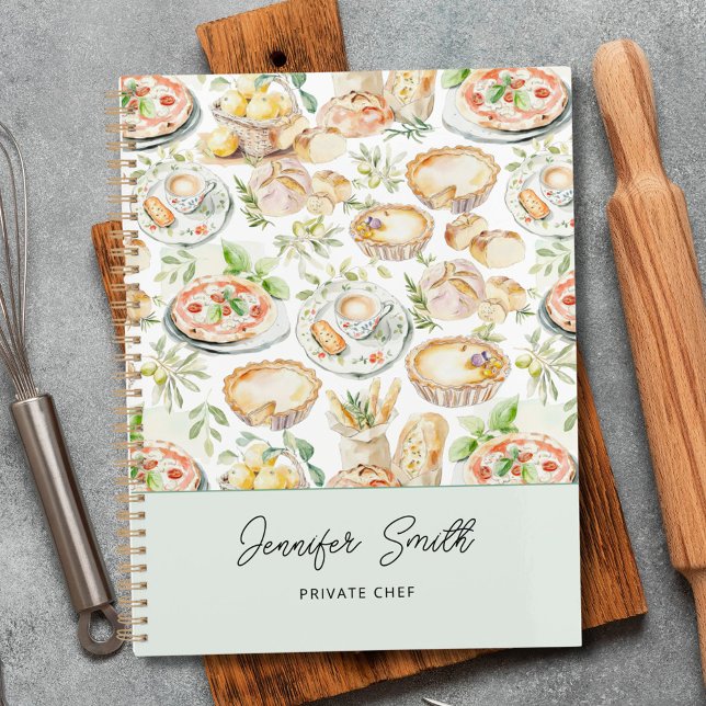 Personalized Watercolor Mediterranean Food Pattern (In situ)
