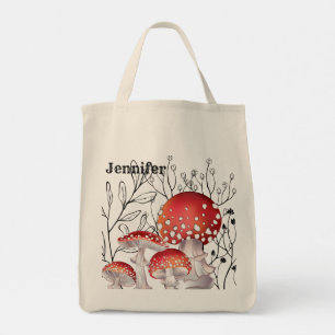 Personalized Watercolor Mushroom Tote Bag