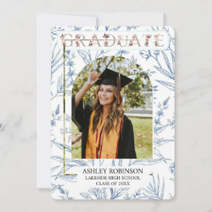 Personalized Watercolor Nature Floral Graduation Invitation