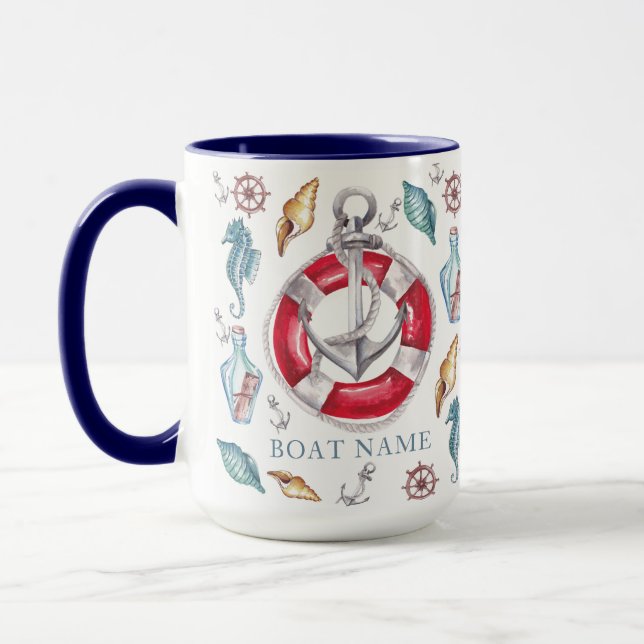 Personalized Watercolor Nautical Mug (Left)