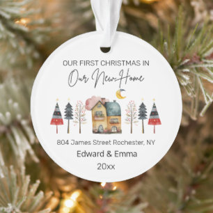 Personalized Watercolor New Home First Christmas Ornament