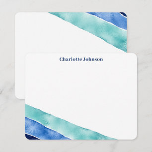 Personalized Watercolor Ocean Flat Card