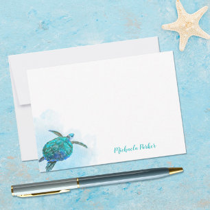 Personalized Watercolor Ocean Sea Turtle  Card