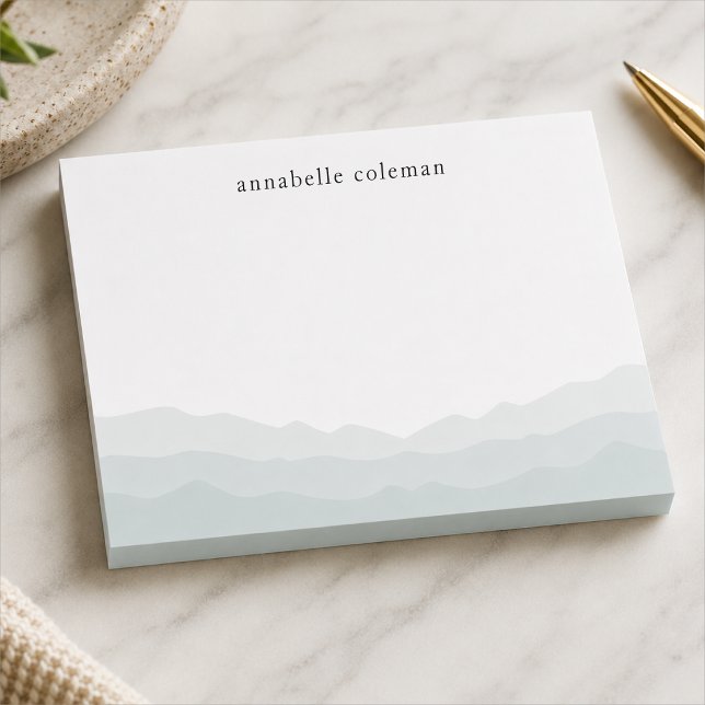 Personalized Watercolor Ombre Sticky Pad Post-it Notes (Personalized blue watercolor Post-it Notes with a soft ombre landscape detail for desks.)
