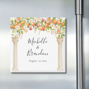 Personalized Watercolor Orange Elegant Wedding Magnet