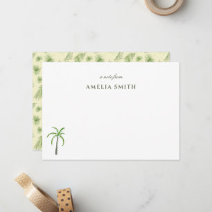 Personalized Watercolor Palm Tree Notecard