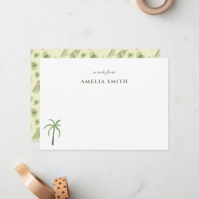 Personalized Watercolor Palm Tree Notecard (Front/Back In Situ)