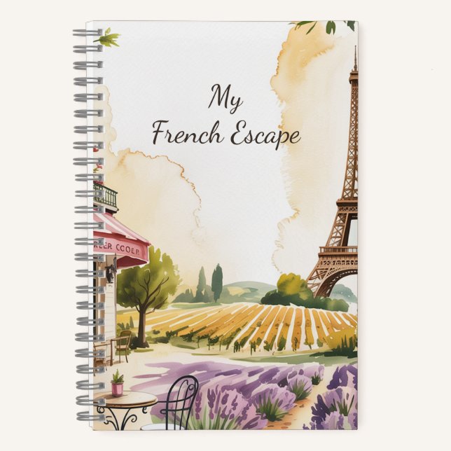 Personalized Watercolor Paris Eiffel Tower Notebook (Front)