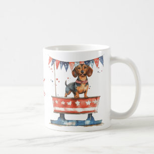 Personalized Watercolor Patriotic Dachshund Mug