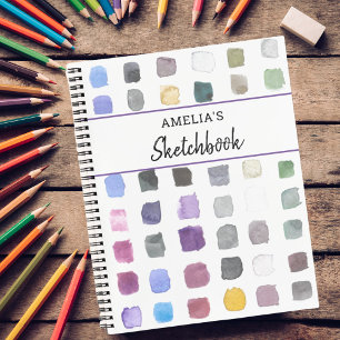 Personalized Watercolor Pattern Sketchbook Notebook