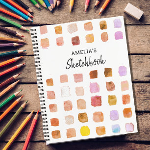 Personalized Watercolor Pattern Sketchbook Notebook