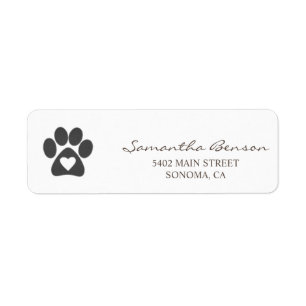Personalized Watercolor Paw Print Return Address