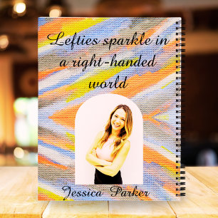 Personalized Watercolor Photo Name Lefties Girls Notebook