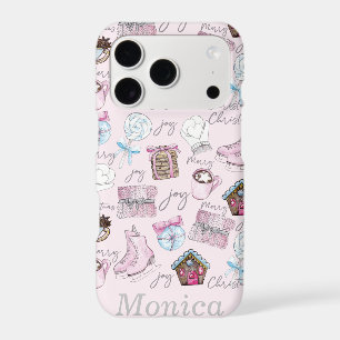 Personalized Watercolor Pink Christmas elements
