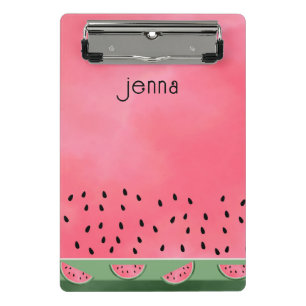 Personalized Watercolor Pink Green Watermelon Mini Clipboard