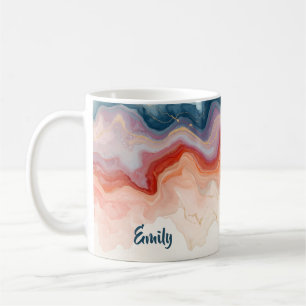 Personalized Watercolor Pink Marble Name Gift Her Coffee Mug