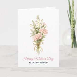 Personalized Watercolor Pink Peony Lily Mothers  Card
